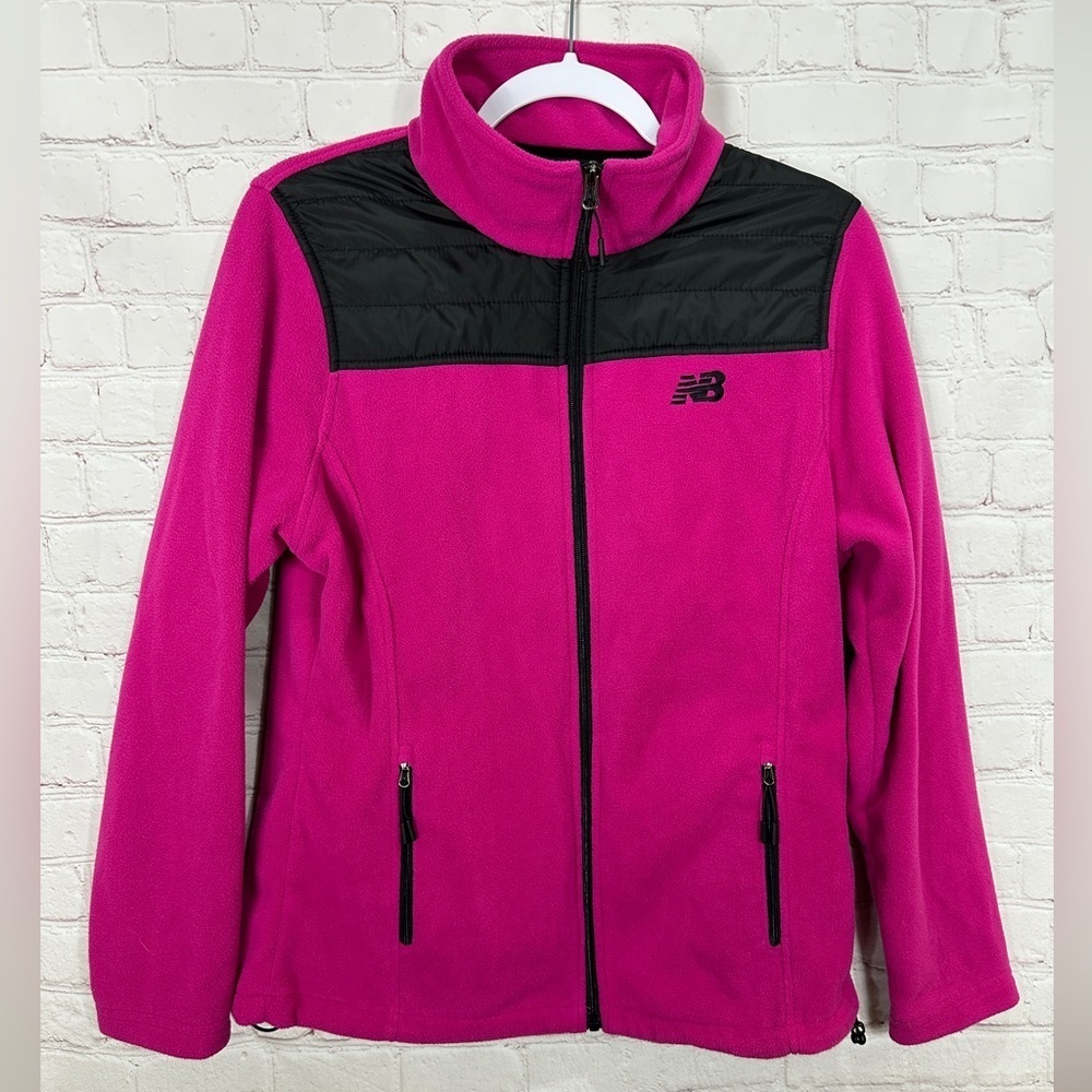 New Balance Fleece full zip jacket pink black, sz L, GUC